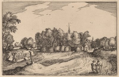 Een klooster door Claes Jansz Visscher after Johannes van Doetechum, the Elder after Lucas