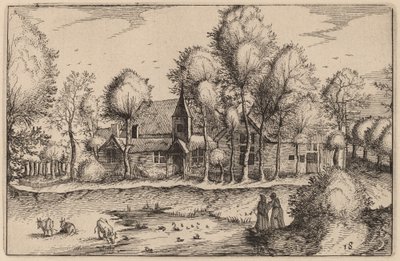 Een Vijver door Claes Jansz Visscher after Johannes van Doetechum, the Elder after Lucas