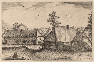 Grote Schuren door Claes Jansz Visscher after Johannes van Doetechum, the Elder after Lucas