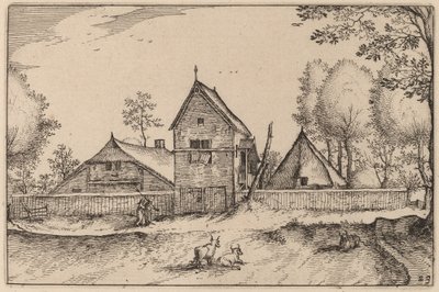 Grote ommuurde boerderij door Claes Jansz Visscher after Johannes van Doetechum, the Elder after Lucas