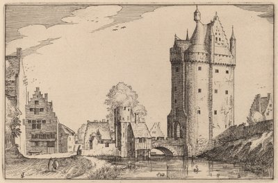 Stadspoort door Claes Jansz Visscher after Johannes van Doetechum, the Elder after Lucas