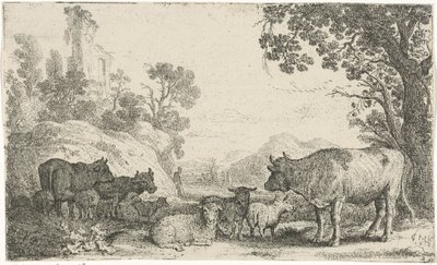 Landschap met vee door Claes Moeyaert