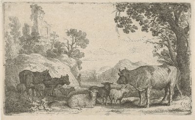 Landschap met vee door Claes Moeyaert
