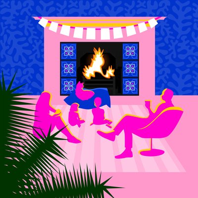 Kerstmis bij de open haard door Claire Huntley