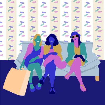 Blije Shoppers door Claire Huntley