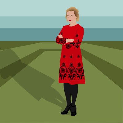 Portret van Lucy Worsley, Engelse historicus, auteur, gezamenlijke hoofdconservator bij Historic Royal Palaces en televisiepresentator door Claire Huntley