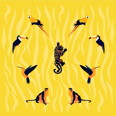 dieren-geel-zwart door Claire Huntley