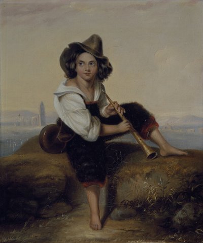 Een boerenjongen met een pijp, nabij het Flavische Aquaduct, c.1844 door Clara Montalba