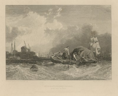 Peter boats vissers die baggeren bij Millwall door Clarkson Frederick Stanfield