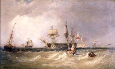 Oorlogsschepen bij Portsmouth, Hampshire door Clarkson Stanfield
