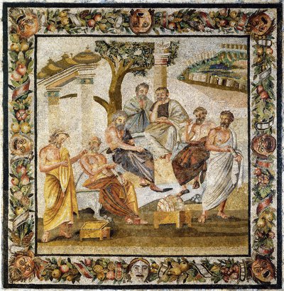 Platonische Academie. Mozaïek uit Pompeii, 1e eeuw v.Chr. door Classical Antiquities