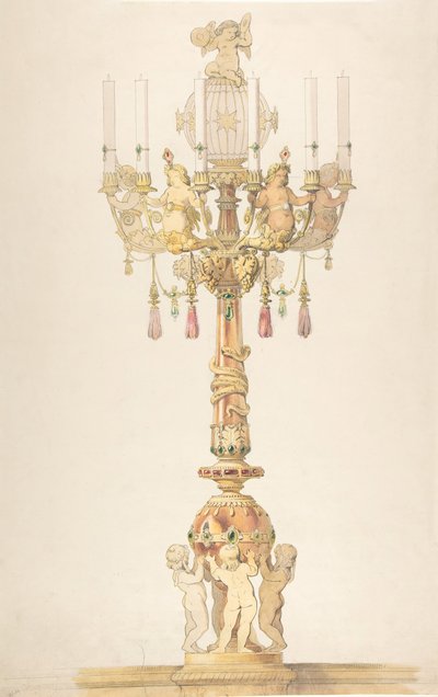 Ontwerp voor een kandelaar door Claude Aimé Chenavard