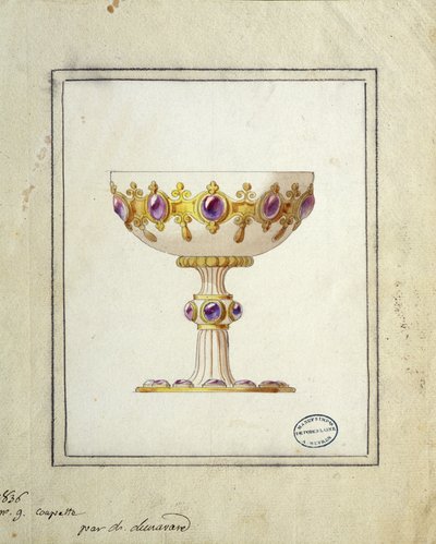 Decoratie voor champagnebeker, aquareltekening, Claude-Aymé Chenavard door Claude Amie Chenavard