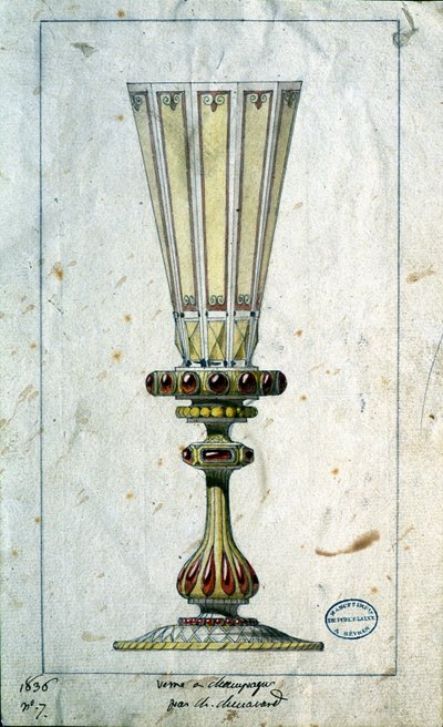 Decoratie voor champagnefluiten, aquareltekening, Claude-Aymé Chenavard door Claude Amie Chenavard