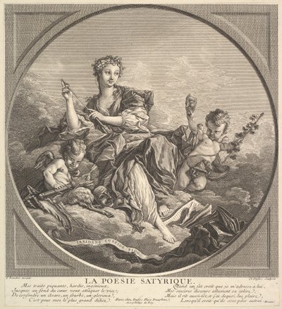 Satirische Poëzie, ca. 1741 door Claude Augustin Duflos