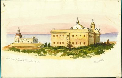 Vuurtoren en klooster, Carmel, 1873 door Claude Conder