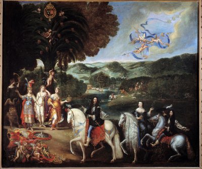 Allegorie van het Pyreneeën Vredesverdrag 7 november door Claude Deruet