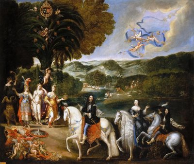 Allegorie van het Verdrag van de Pyreneeën Allegorie van het Huwelijk van Lodewijk XIV door Claude Deruet