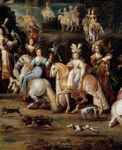 Valkenjacht (detail) door Claude Deruet