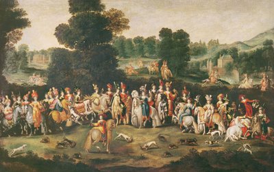 De Hertogin van Lotharingen op jacht door Claude Deruet