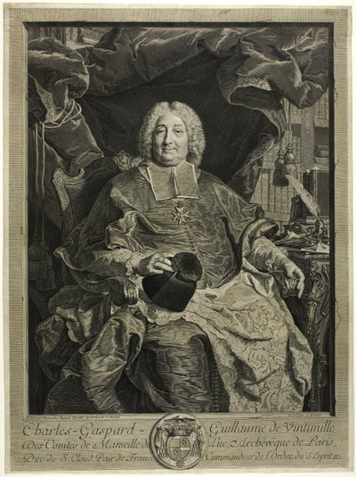 Portret van Charles-Gaspard-Guillaume de Vintimille, Aartsbisschop van Parijs door Claude Drevet