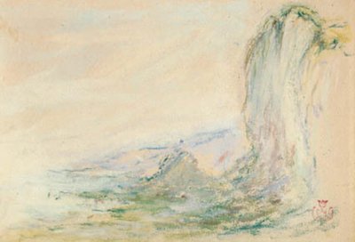 De rotsen bij Étretat bij eb door Claude Emile Schuffenecker