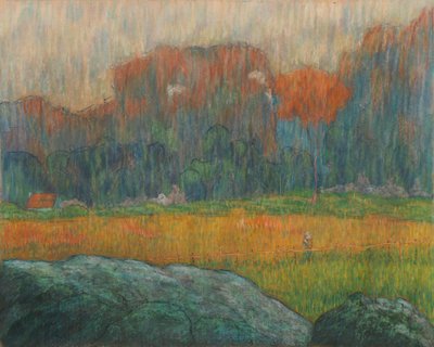 Landschap met Figuur en Huizen door Claude Emile Schuffenecker