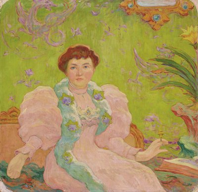 Jonge vrouw in roze jurk, ca. 1893 door Claude Emile Schuffenecker