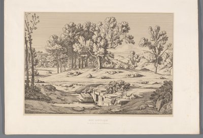 Landschap met gezicht op de berg Pentelikon door Claude Félix Théodore Caruelle d