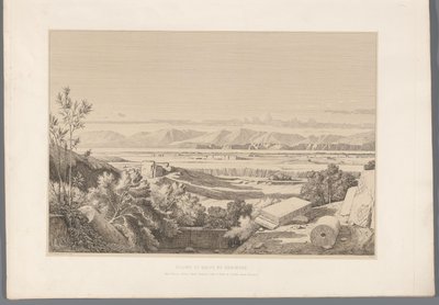 Landschap met zicht op ruïnes van Korinthe (Vues des sites les plus célèbres de la Grèce antique) door Claude Félix Théodore Caruelle d