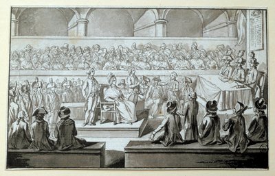 Koningin van Frankrijk Marie Antoinette voor het Revolutionaire Tribunaal door Claude Francois Chauveau Lagarde