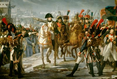Keizer Napoleon I (1769-1821) toespreekt het 2e Korps van de Grote Armee op de brug van Lech voor de aanval op Augsburg 12/10/1805 door Claude Gautherot
