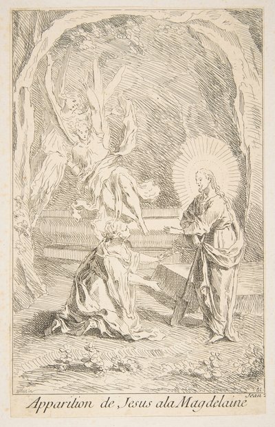 Christus verschijnt aan Maria Magdalena door Claude Gillot, Jacques Gabriel Huquier