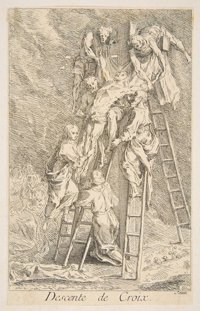 Afdaling van het Kruis, n.d. Makers: Claude Gillot, Jacques Gabriel Huquier door Claude Gillot, Jacques Gabriel Huquier