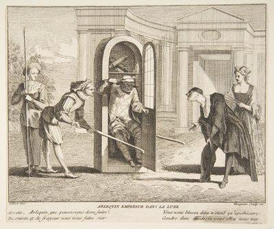 Harlekijn, Keizer op de Maan door Claude Gillot, Jacques Gabriel Huquier