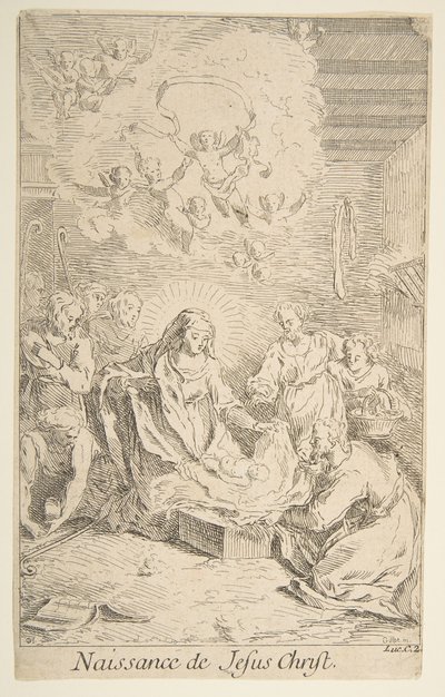 Geboorte. n.d. Makers: Claude Gillot, Jacques Gabriel Huquier door Claude Gillot, Jacques Gabriel Huquier