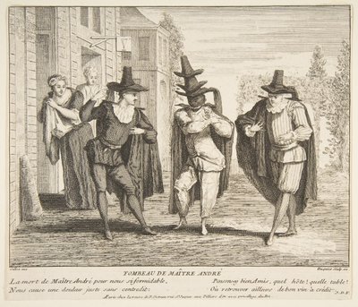 De Dood van Meester Andre door Claude Gillot, Jacques Gabriel Huquier