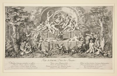 Feest van Faunus, God van de bossen door Claude Gillot