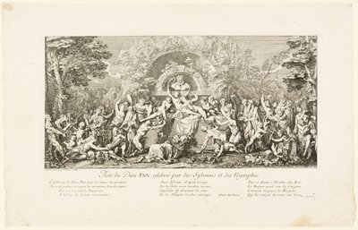 Festival van de God Pan, gevierd door de Sylvans door Claude Gillot