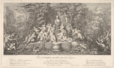 Het festival van Diana, onderbroken door saters door Claude Gillot