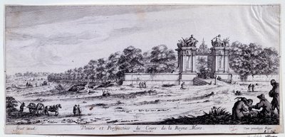 Zicht en perspectief van de Cours de la Reine Mere door Claude Goyrand