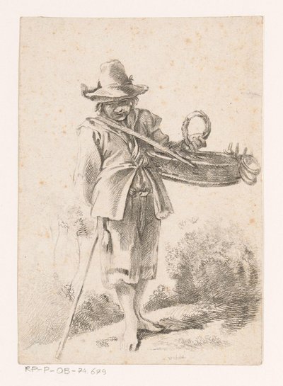Jonge verkoper van broodwaren in een landschap door Claude Henri Watelet