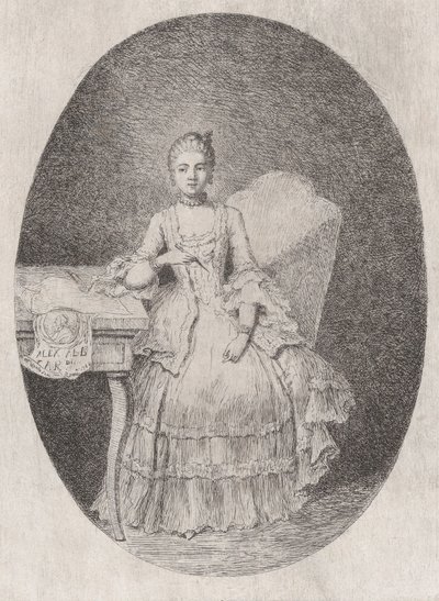 Portret van Marguerite Le Comte, 1764 door Claude Henri Watelet