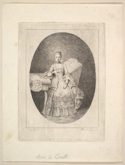 Portret van Marguerite Le Comte, 1764 door Claude Henri Watelet