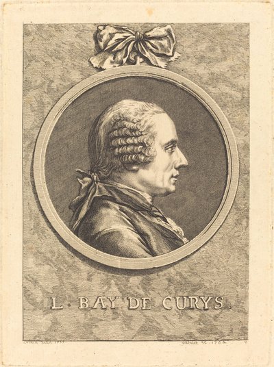 L. Bay de Curys door Claude Henri Watelet after Charles Nicolas Cochin II