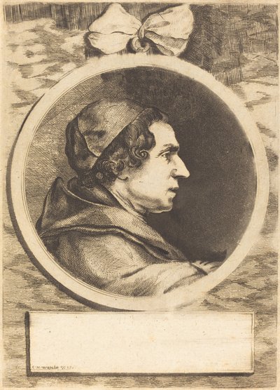 Portret van een abt door Claude Henri Watelet after Charles Nicolas Cochin II