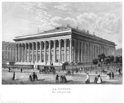 De Beurs en de Handelsrechtbank, Parijs, naar een daguerreotype, c.1840 door Claude Hilaire Alphonse Chamouin