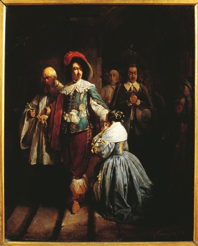 Karel I van Engeland (1600-1649) wordt naar zijn dood geleid. (olieverf op doek) door Claude Jacquand