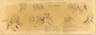 Hoofdfiguren uit "Voltaire in de leeszaal bij Procope" door Claude Jacquand