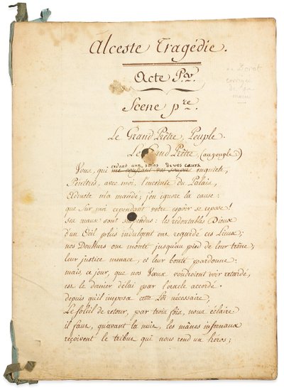 Manuscript van "Alceste" door Claude Joseph Dorat